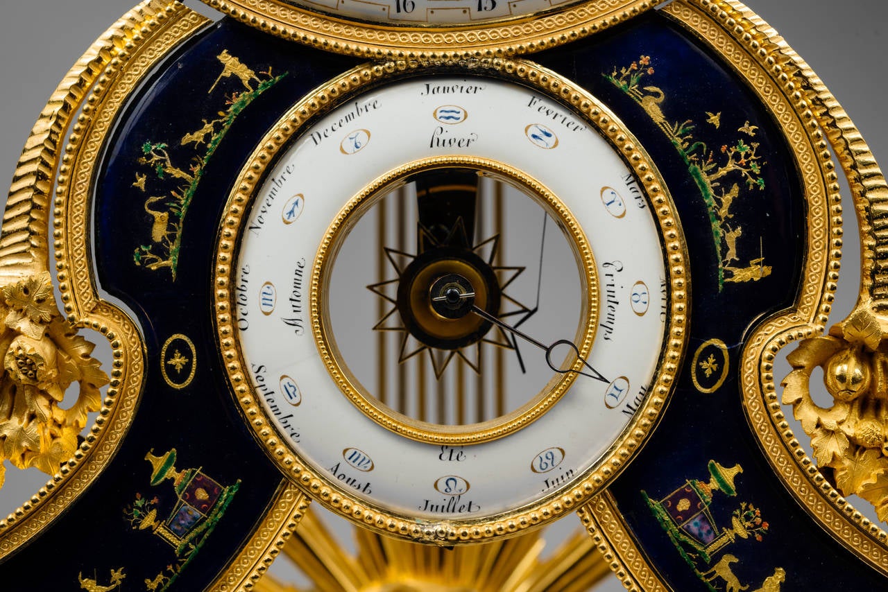 Directoire Skeleton Clock, with Enamels Attributed to Joseph Coteau For Sale 1