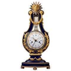 Sèvres Porcelain Louis XVI Lyre Mantel Clock by Kinable, Dial by Dubuisson