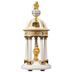 White Marble and Gilt Bronze Louis XVI Mantel Clock "Cercles Tournants”