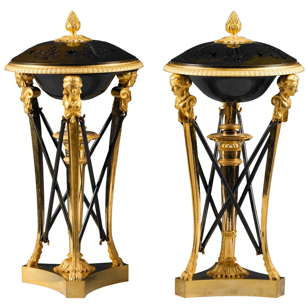 Pair of “Athénienne” Empire Incense Burners, Attributed to Claude Galle