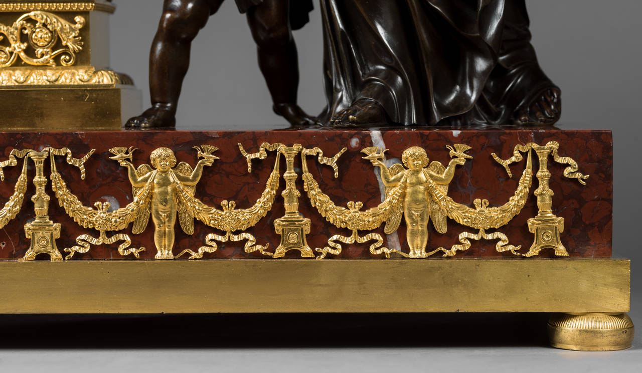 Gilt and Patinated Bronze Mantel Clock by Lesieur, Case Attributed to Ravrio 3