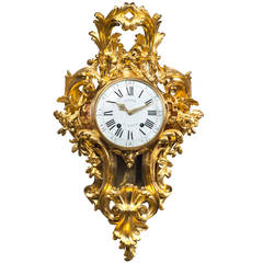 Chased Gilt Bronze Rocaille Louis XV Cartel by Viger, Case Attributed to Osmond