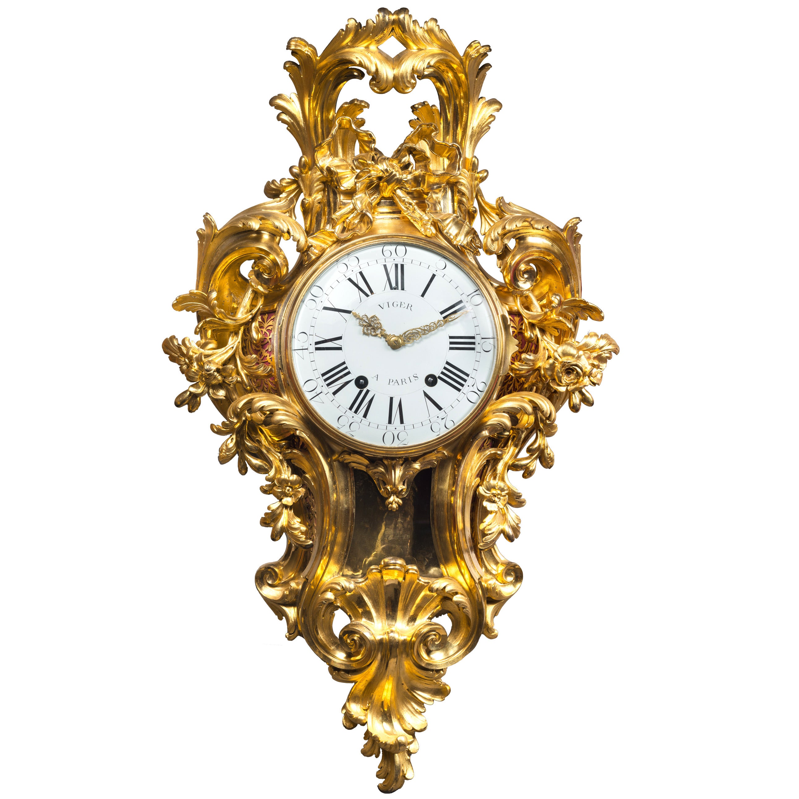 Chased Gilt Bronze Rocaille Louis XV Cartel by Viger, Case Attributed to Osmond