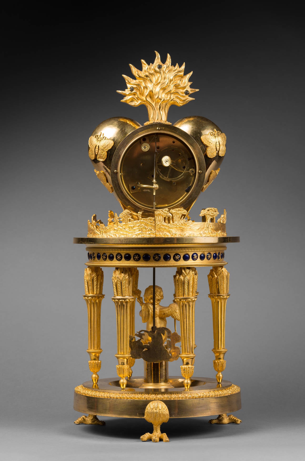 Marble Directoire Mantel Clock “The Temple of Love, ” Case Attributed to Deverberie