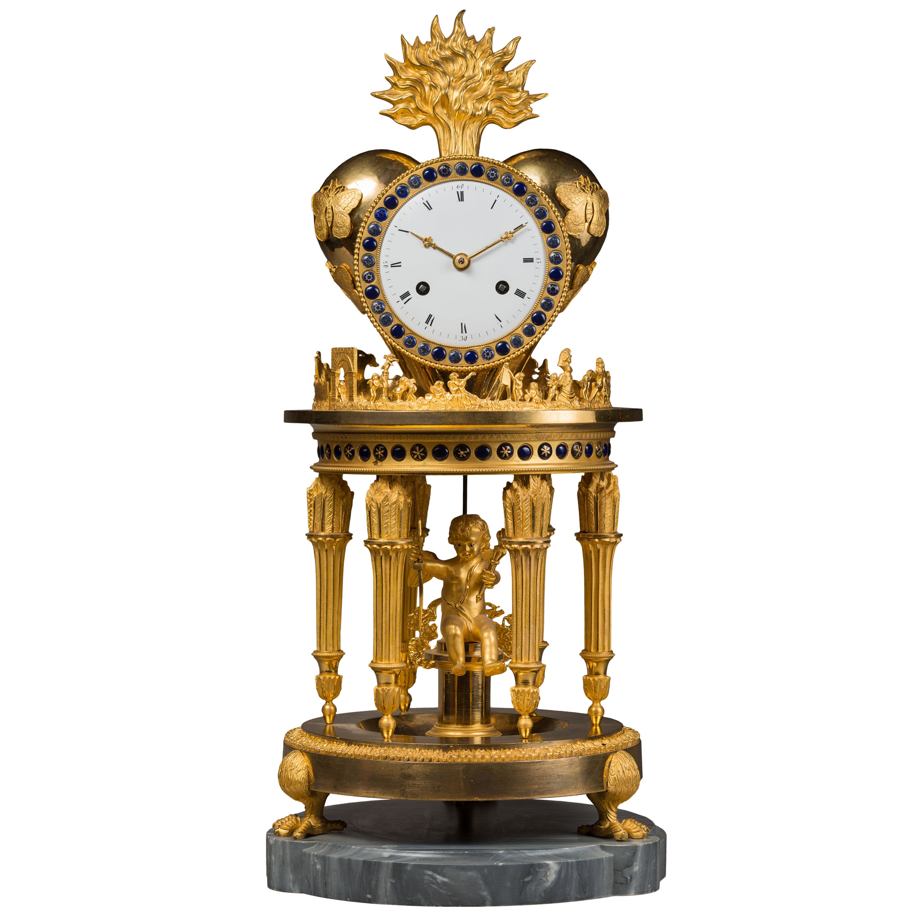 Directoire Mantel Clock “The Temple of Love, ” Case Attributed to Deverberie