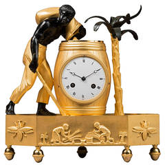 Directoire Mantel Clock “The Coffee Bearer, ” Model Attributed to Deverberie