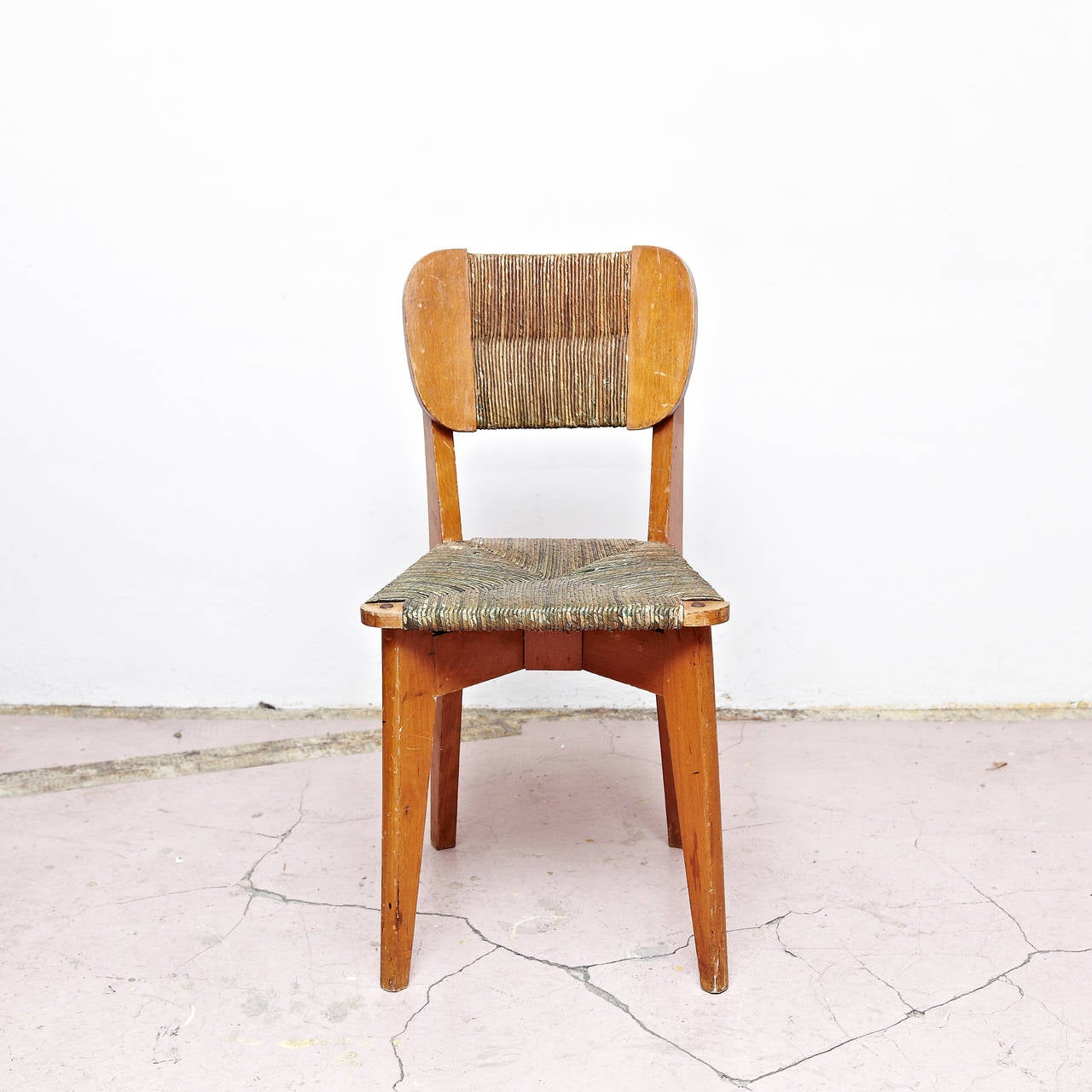 Rattan Set of Five French Dinner Chairs, circa 1950