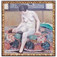 Gaston Haustrate Seated Nude Oil on Canvas, 1924