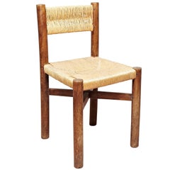 Rare Charlotte Perriand Mid-Century Modern Wood Meribel French Chair, circa 1950