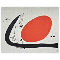 Vintage Joan Miró Lithography in Textil Fabric, 1970