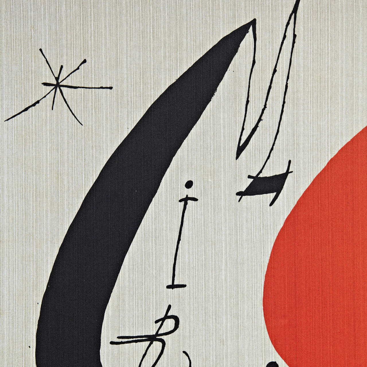 Mid-Century Modern Joan Miró Lithography in Textil Fabric, 1970