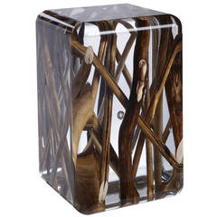 Side Table in Acrylic Glass and Burntwood Kisimi Ice