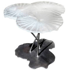 Table Nenuphar Made of Baccarat Crystal on Iron Feet Base. SOLD