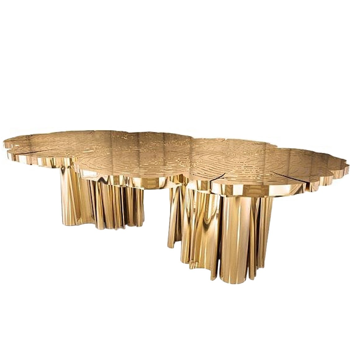 Highly Polished Six Blade Propeller Dining Or Conference Table At Dining Or Conference Table In Polished Brass And Gold Dipped