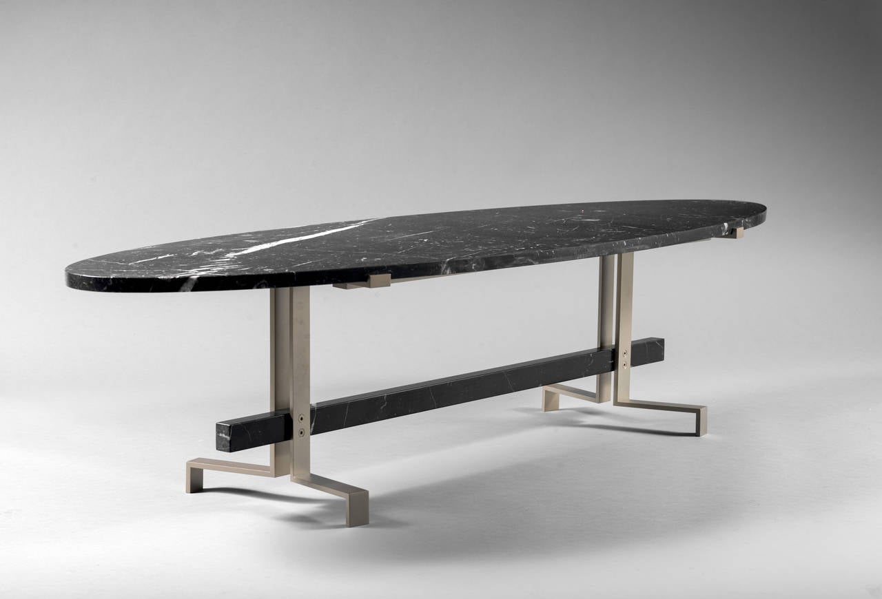 Modern 21st Century Coffee Table in Aluminium and Marquina Marble, Limited Edition of 8 For Sale