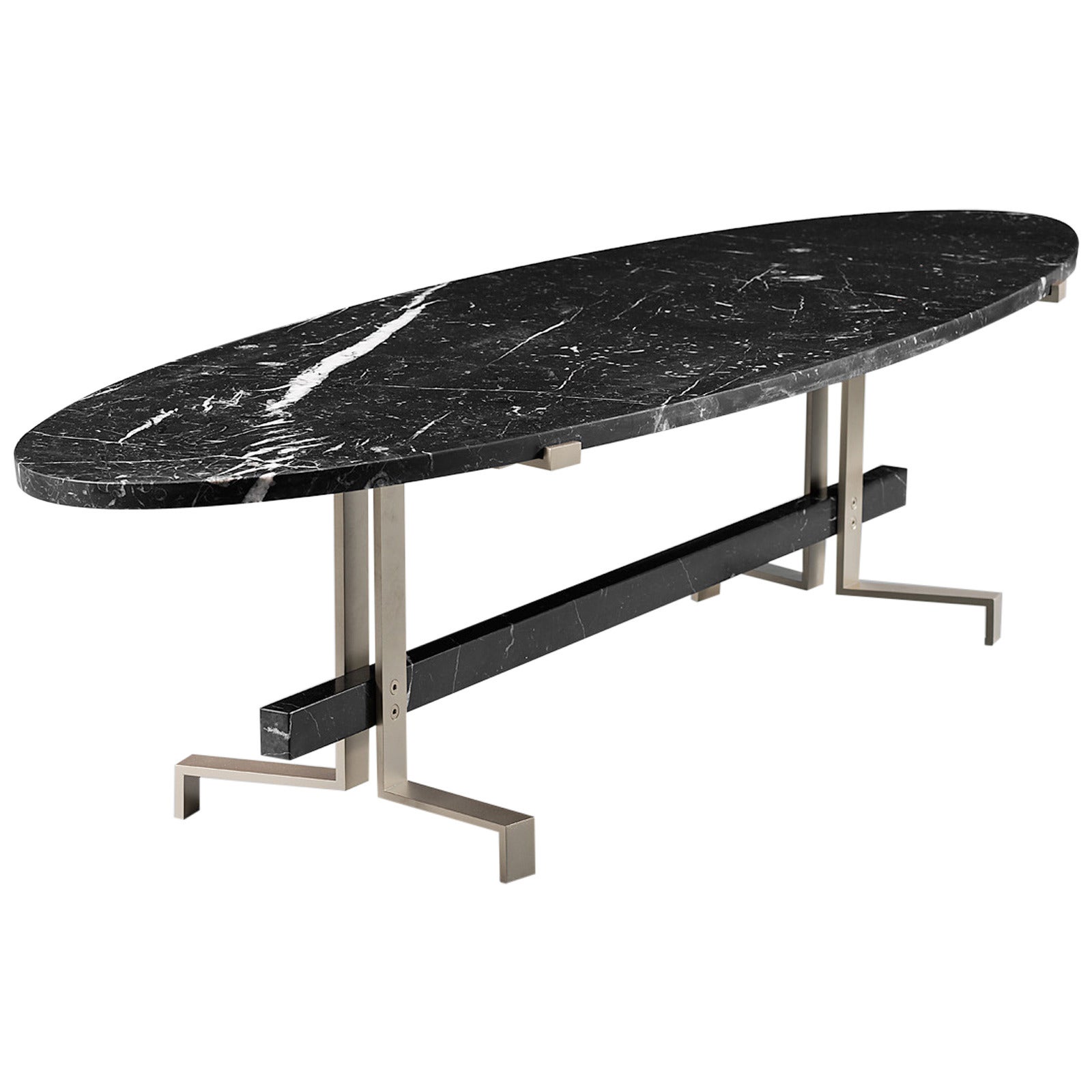 21st Century Coffee Table in Aluminium and Marquina Marble, Limited Edition of 8 For Sale