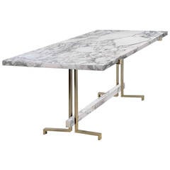 21st Century High Table in Soft Arabescato Marble, Limited Edition Pieces