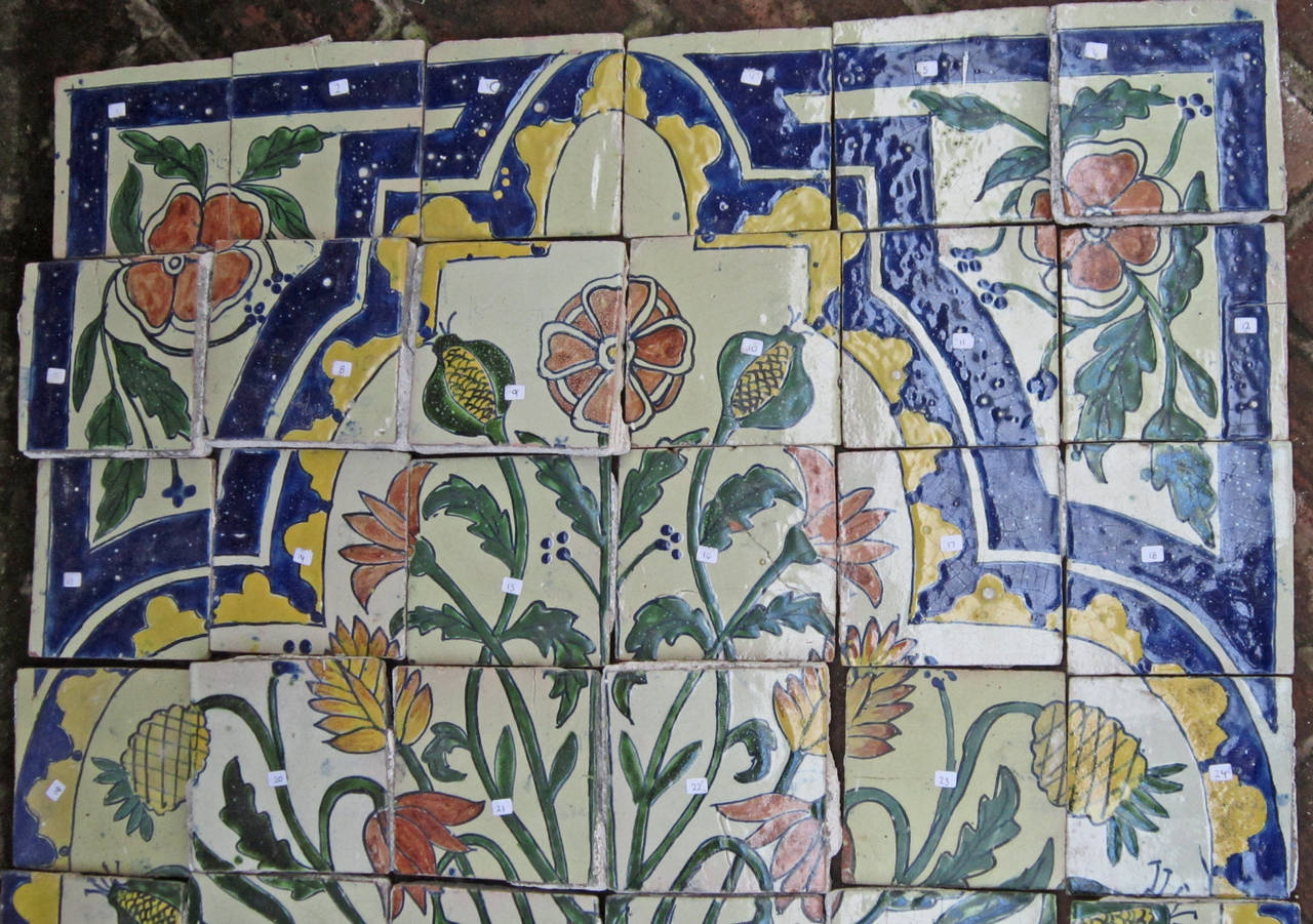 Early 20th Century Talavera 'Poppy' Mural, Puebla, Signed Ibañez y Bravo For Sale 1