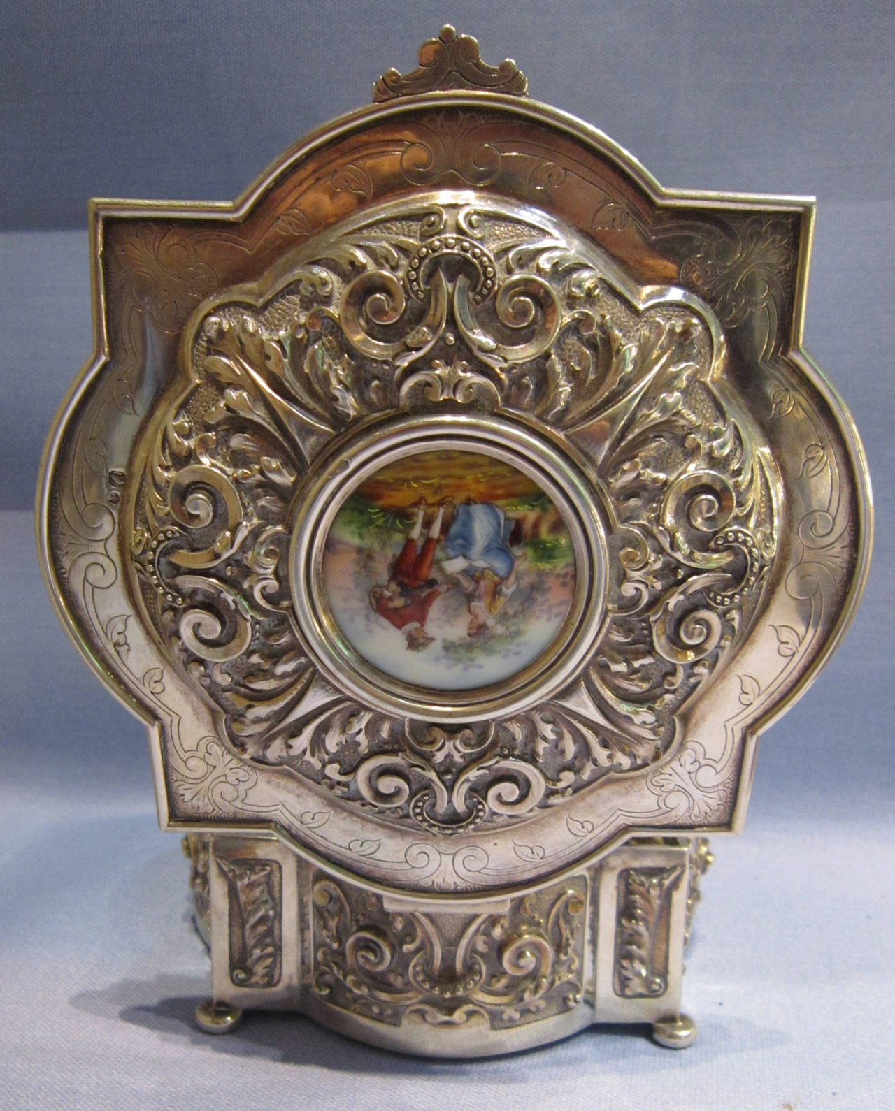 Repoussé Vintage Portuguese Silver Jewelry Casket, Signed, Chased and Repousse