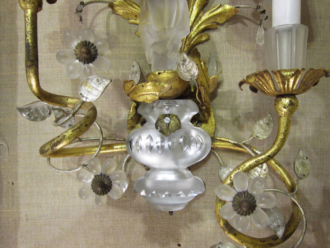 Sherle Wagner Sconce; Crystal Chinoiserie - Male Only, Florentine Gold For Sale 3