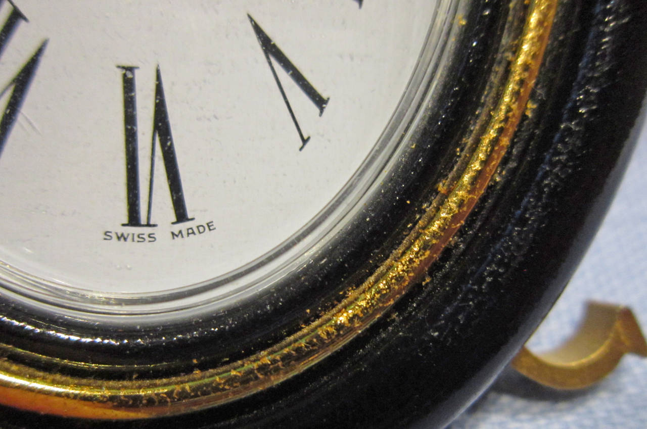 Vintage Cartier Pendulette Travel Alarm Clock and Case For Sale 3