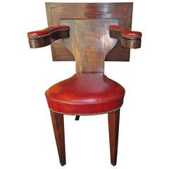 English Regency Reading Chair in Mahogany with Red Leather, Original Brasses