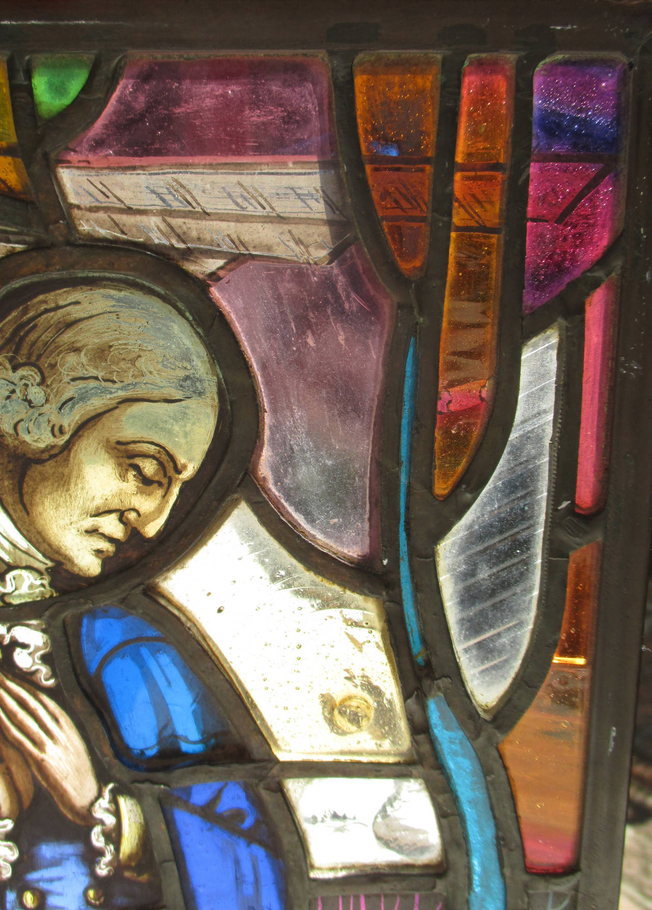 Fired Washington's Prayer at Valley Forge; 19th C. Commemorative Stained Glass Panel,
