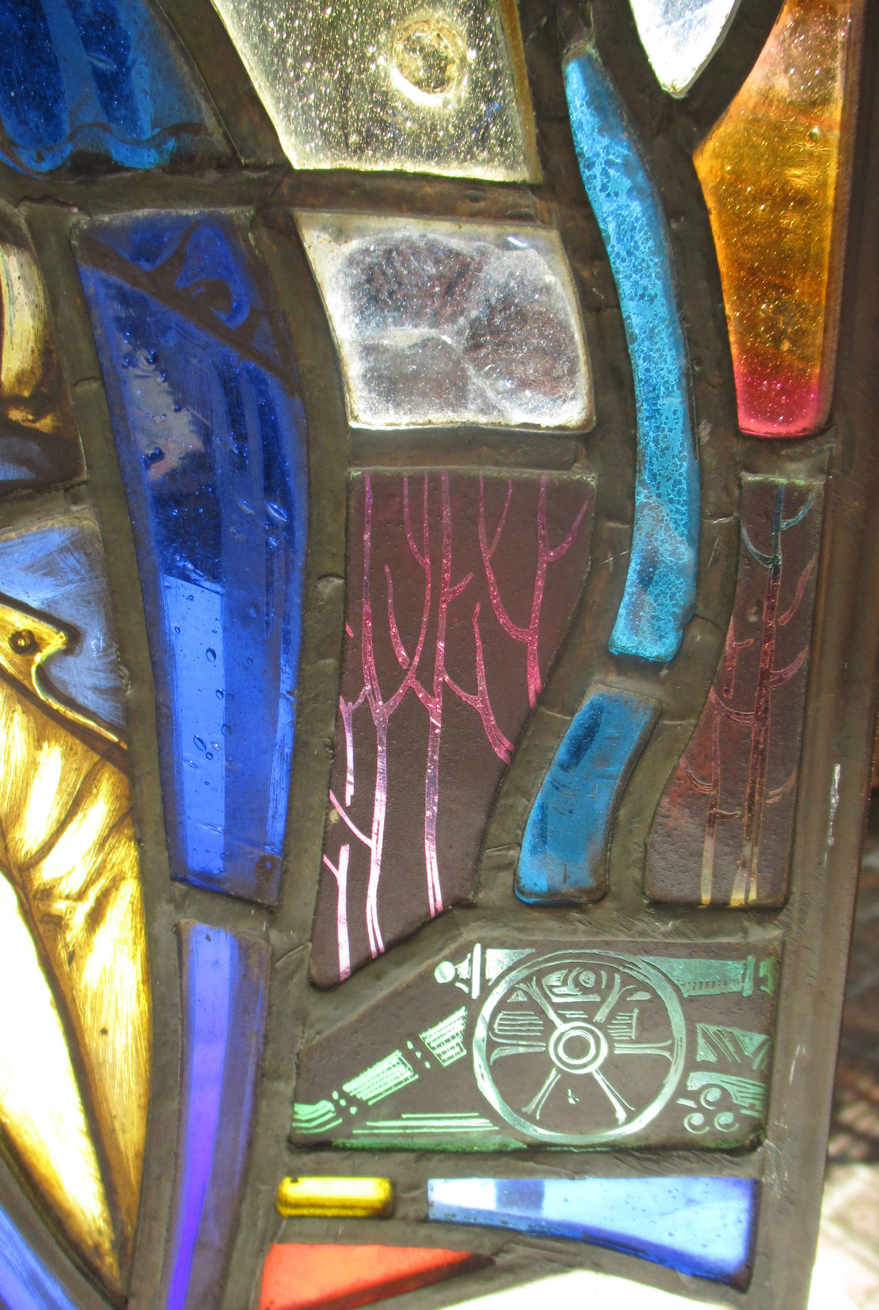 Late 19th Century Washington's Prayer at Valley Forge; 19th C. Commemorative Stained Glass Panel,