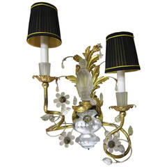 Sherle Wagner Sconce; Crystal Chinoiserie - Male Only, Florentine Gold