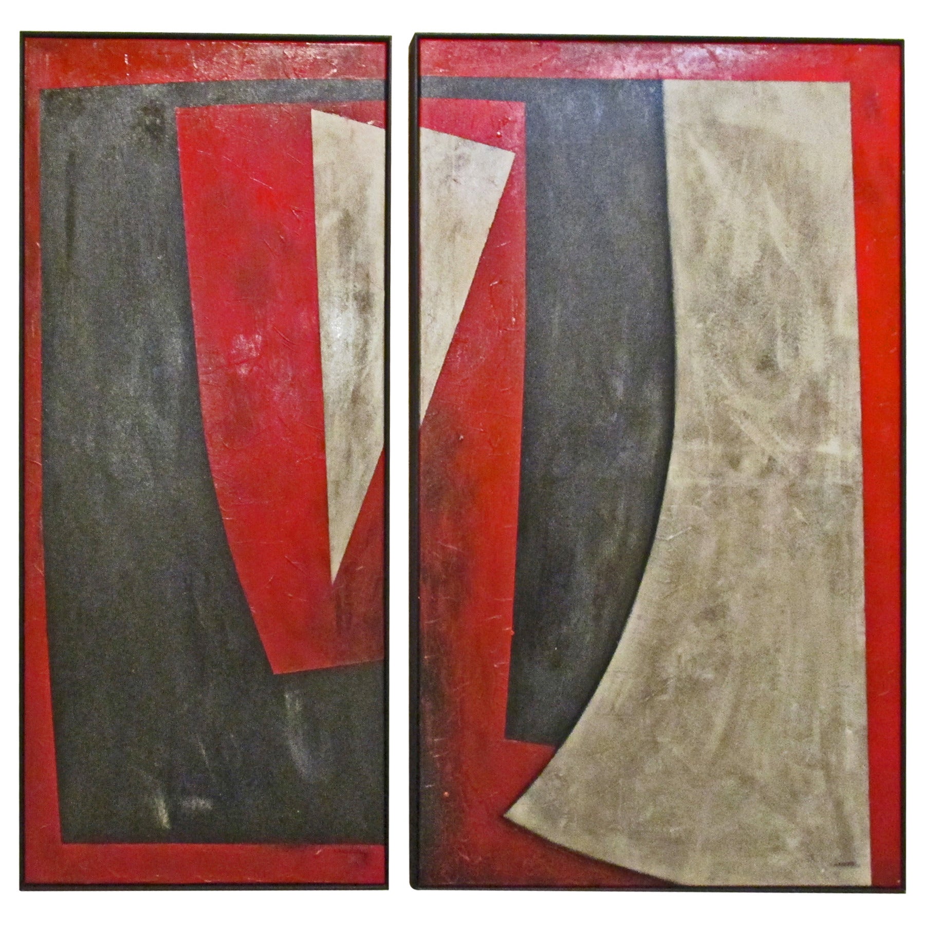 Isolde Angerer; "Differences" Diptych, signed and dated For Sale