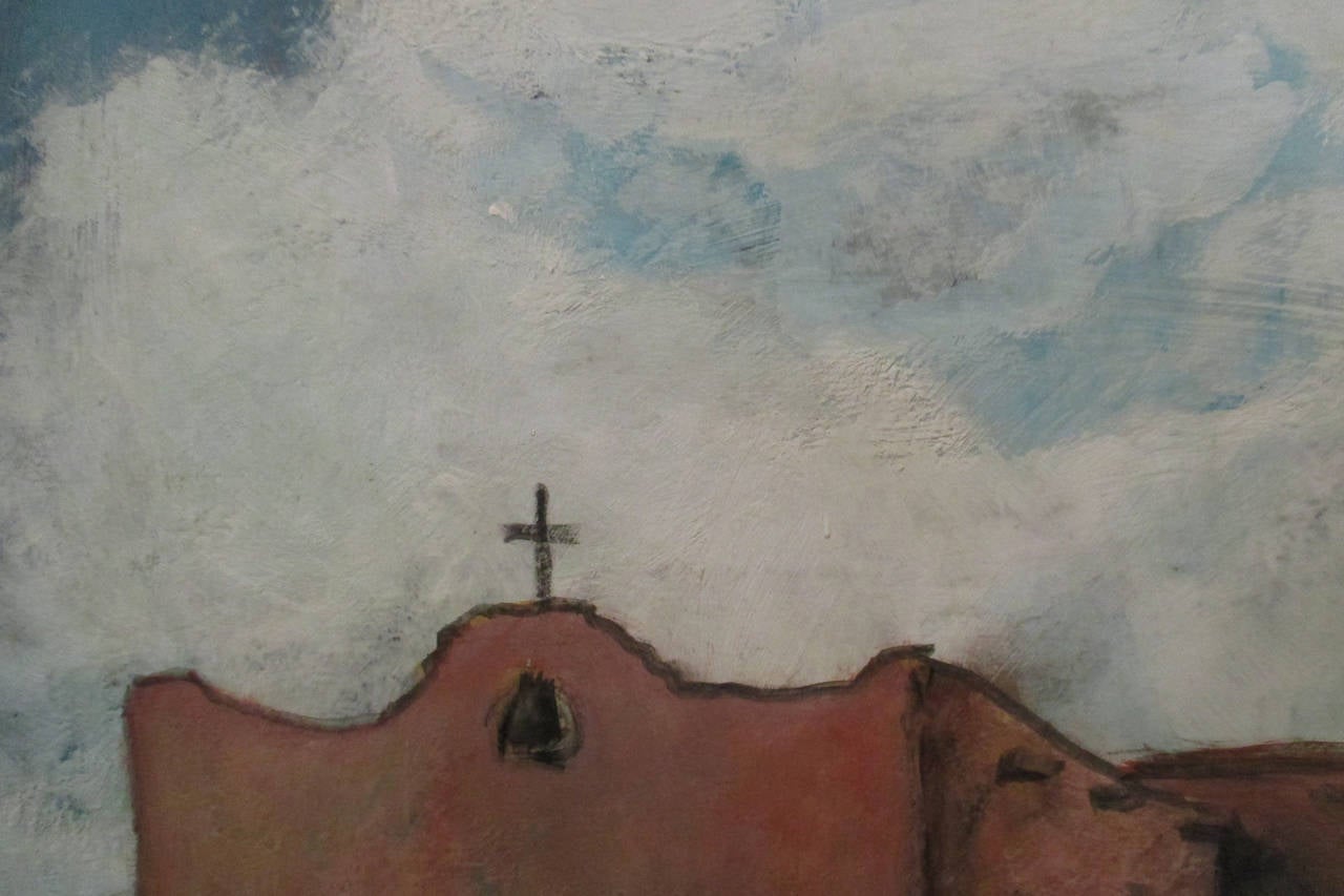 20th Century Church in Alamos, Sonora Mexico, Acrylic Painting by Margo Findlay (1906-2010) For Sale