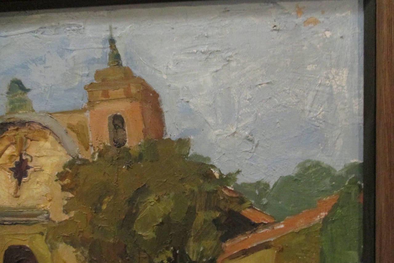 California Mission by Mary Redington Stent, Oil on Canvas For Sale 2