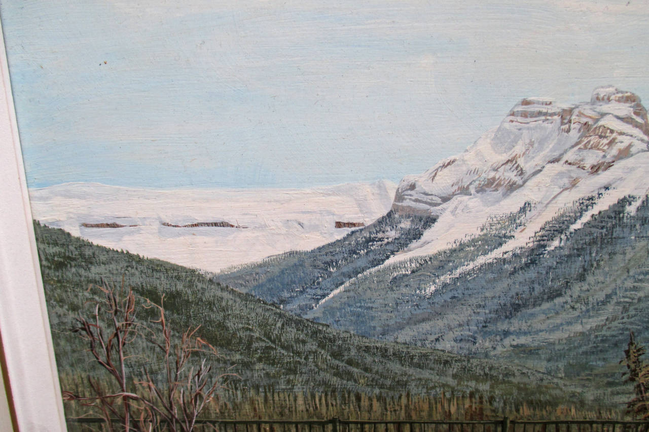20th Century River Crossing Alberta Canada, by Carolyn Menu,  Acrylic on Board, 1980