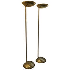 Solid Brass Torchieres in the Manner of Karl Springer