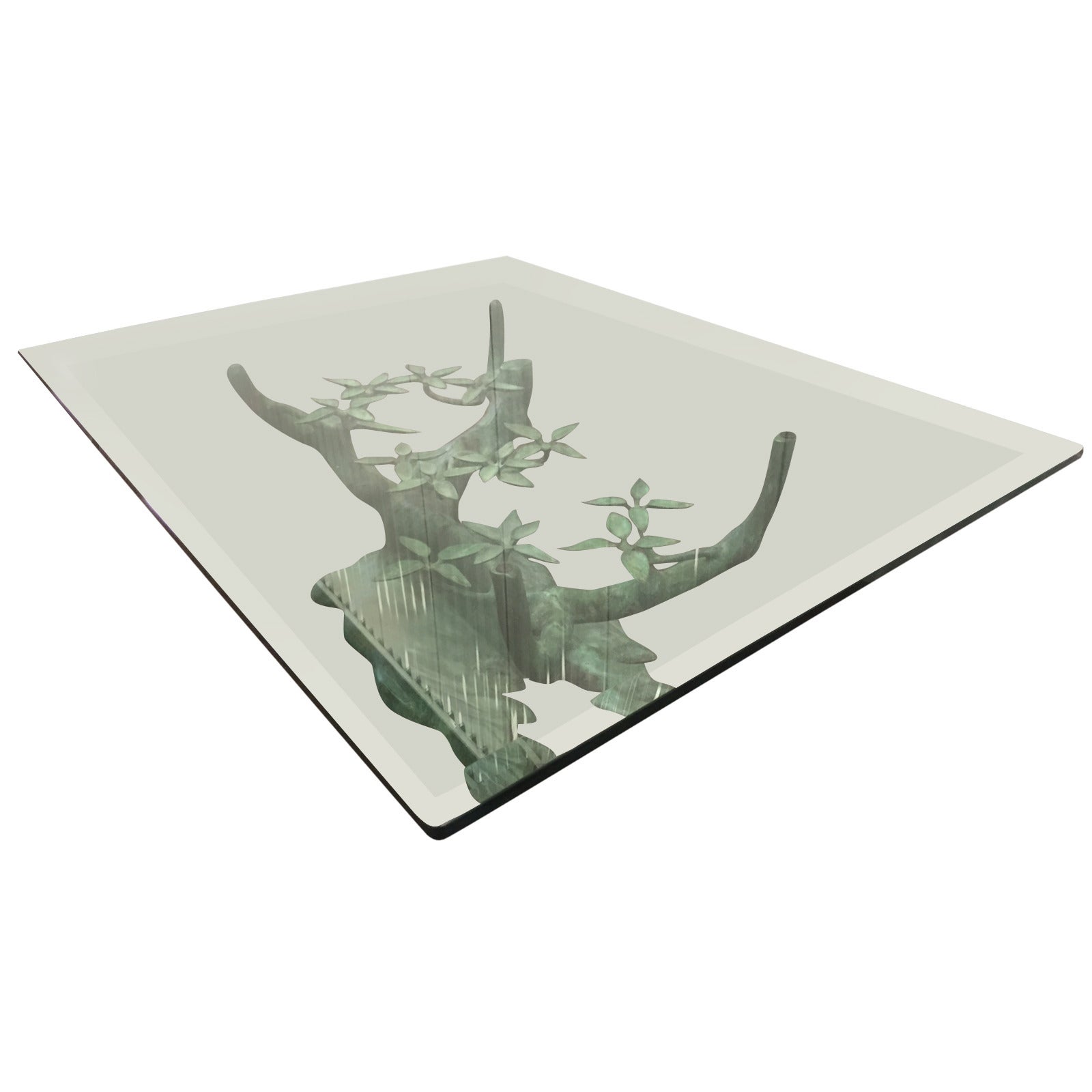 Beautiful Sculptural Bronze Tree Coffee Table For Sale