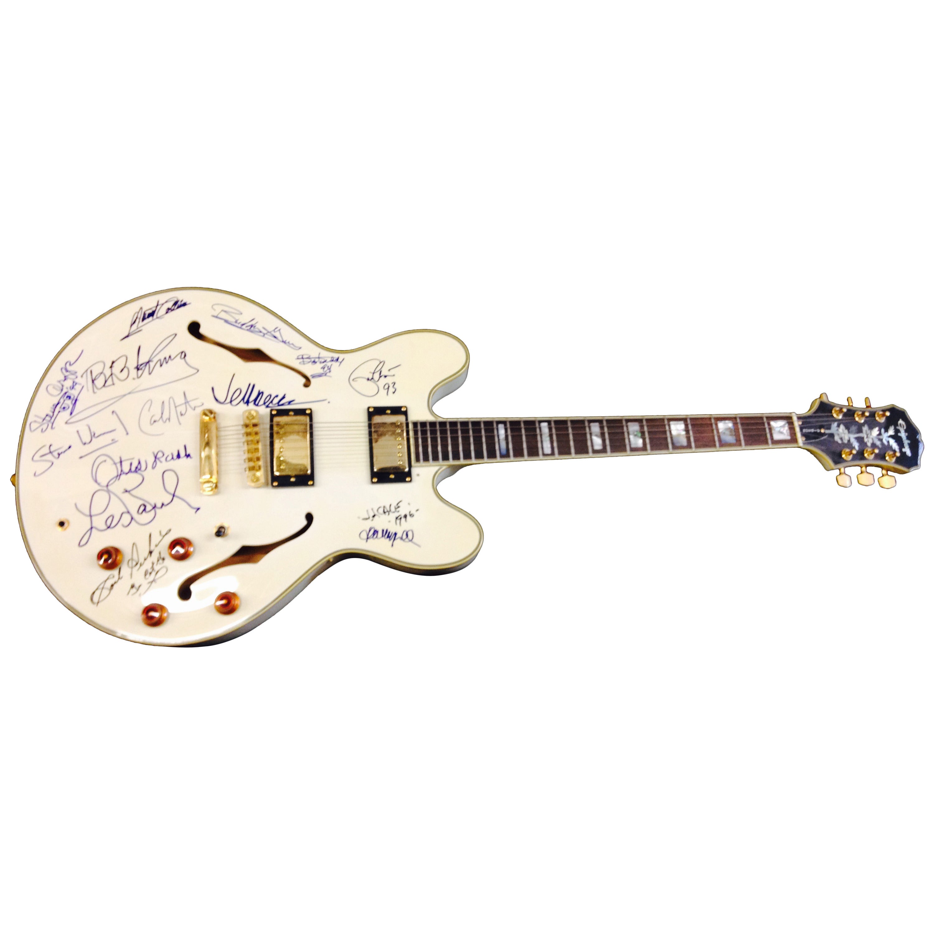 Ephiphone Sheraton Guitar Autographed by Music Legends For Sale
