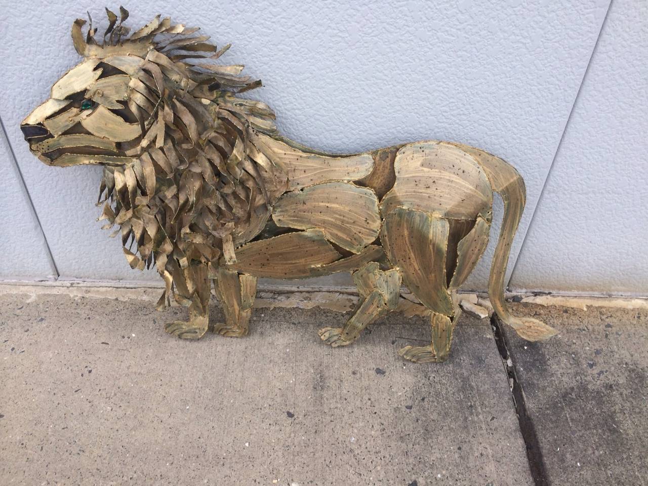 American  Majestic Brutalist Multi-Dimensional Lion Wall Sculpture, Signed For Sale
