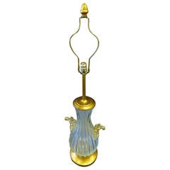 Monumental Seguso Clear and Gold Murano Glass Lamp