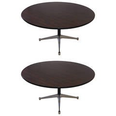 Pair of Charles Eames Rosewood Laminate Round Tables