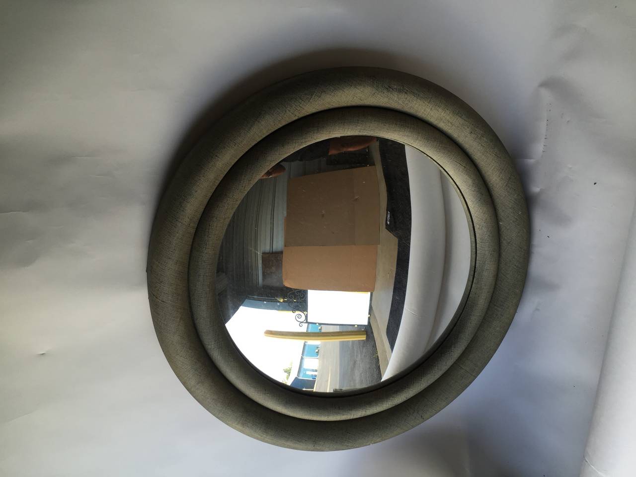 Karl Springer Round Fabric Mirror