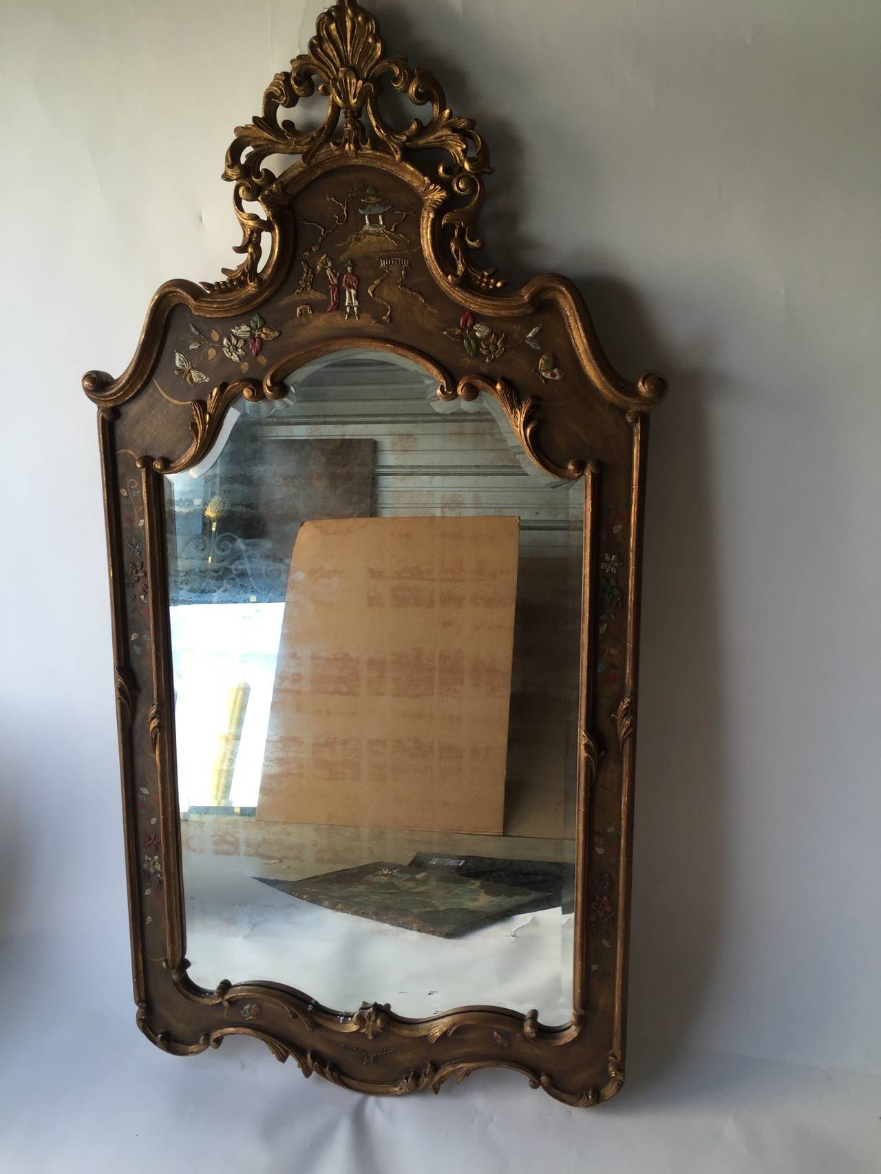 1920s Chinoiserie Decorated Mirror