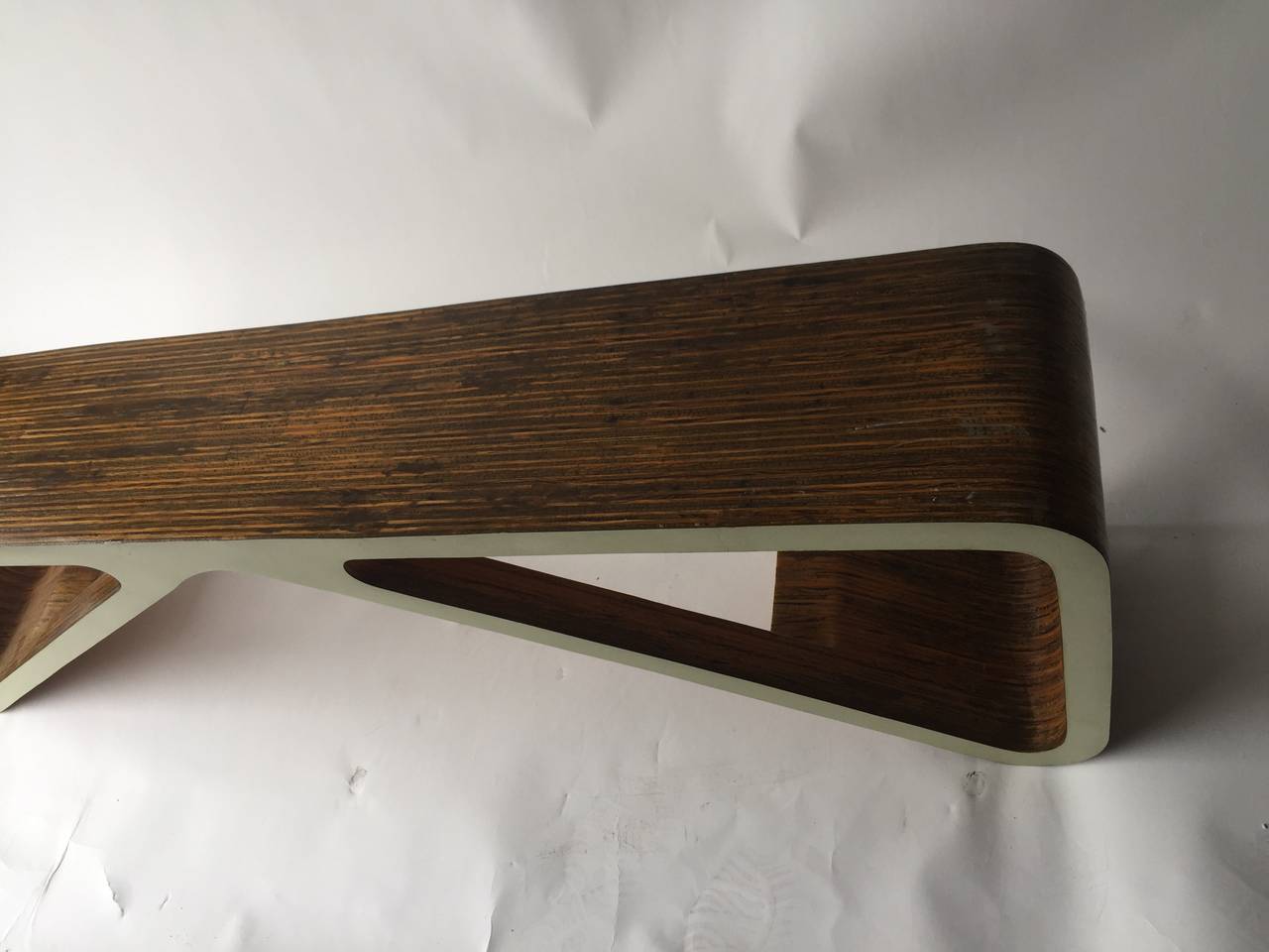 Mid-Century Modern Bentwood and Lacquered Bench