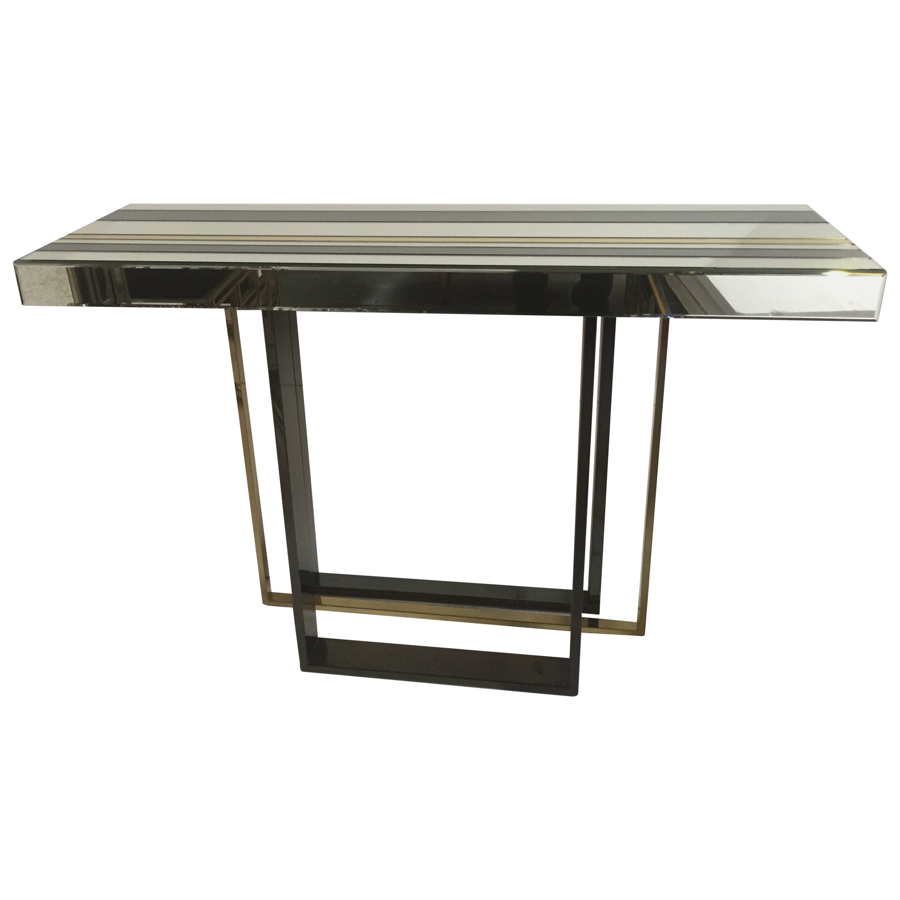 Milo Baughman Style Mirrored Console For Sale