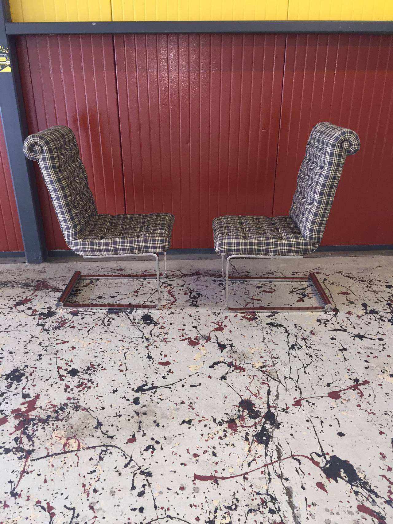 Extraordinary Milo Baughman Modernist Chrome Suite of Four Chairs