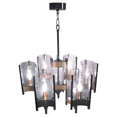 Sciolari Chrome and Brushed Brass Modern Chandelier