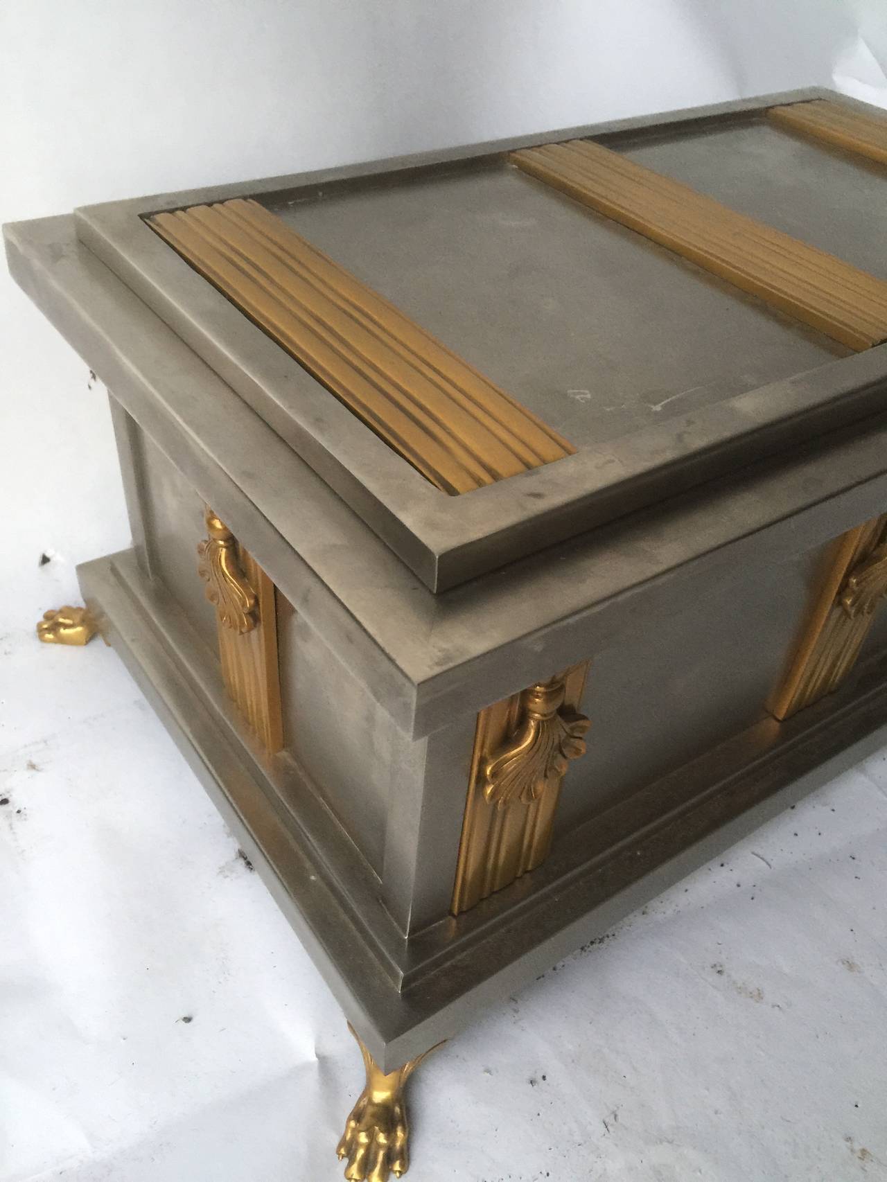 Hermes Style Nickeled & Gilt Bronze Casket