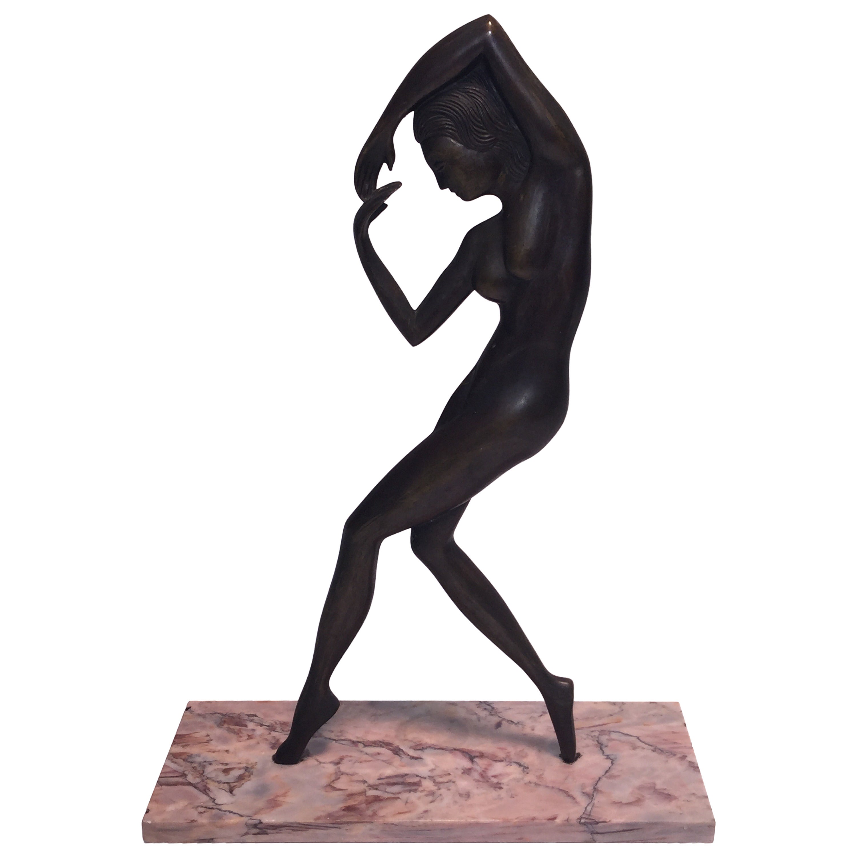 Art Deco Nude Bronze Attributed to Emory Seidel For Sale