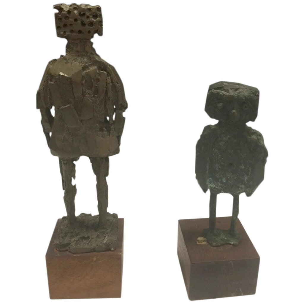 Pair of Meyers Rohowsky Brutalist Abstract Bronzes For Sale