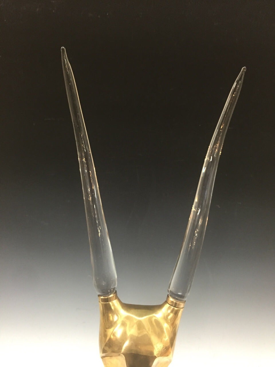 Modernistic Brass and Glass Gazelle Head Sculpture In Excellent Condition For Sale In Mount Penn, PA