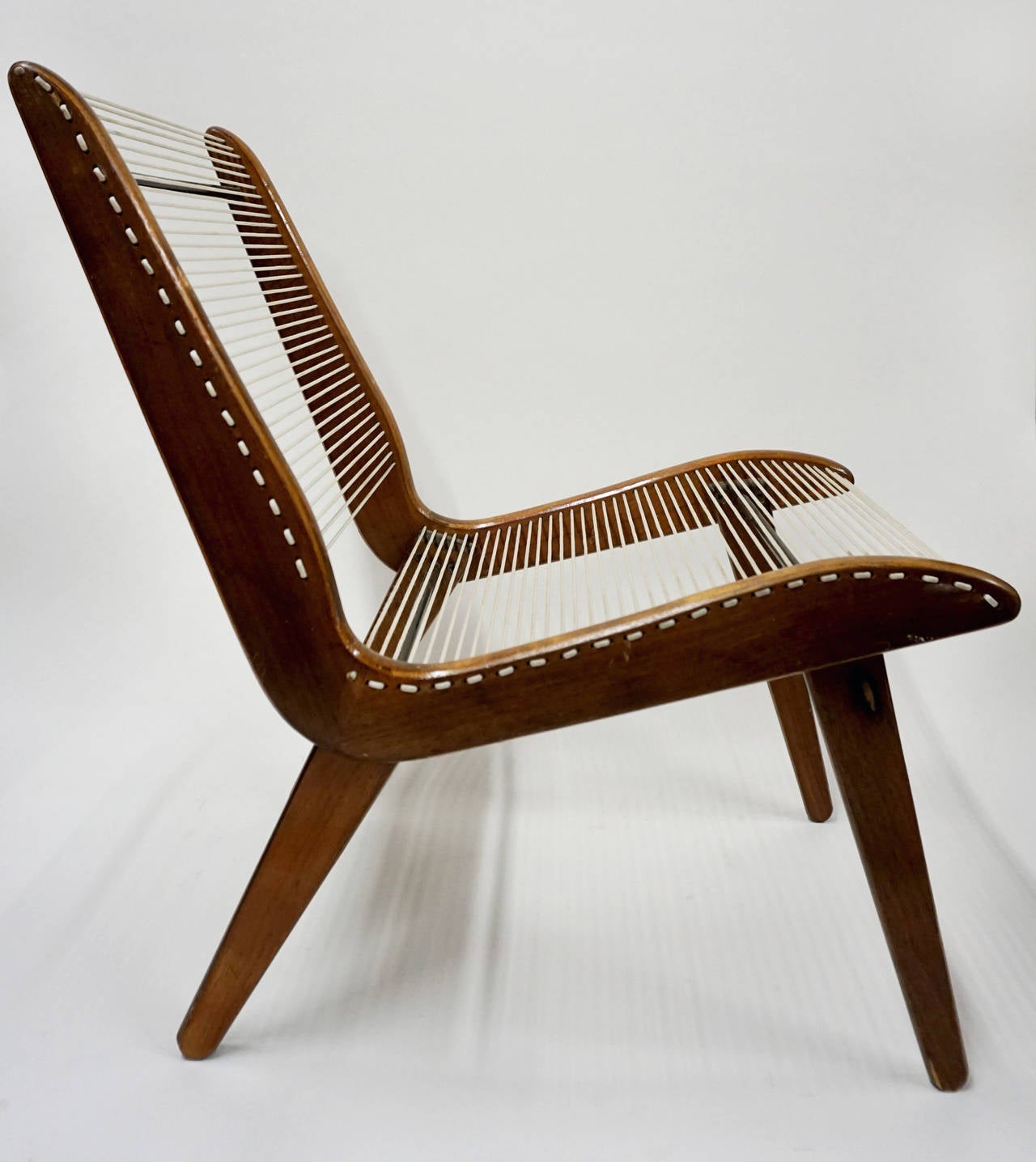 Mid-Century Modern String Wood and Iron Chair by Carl Koch